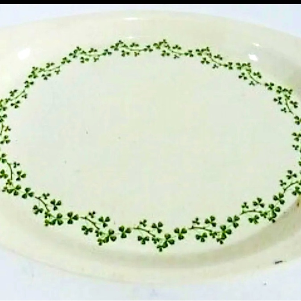 Erin Stone Brendan Ironstone 13 1/4th" Oval Serving Platter Wild Shamroc